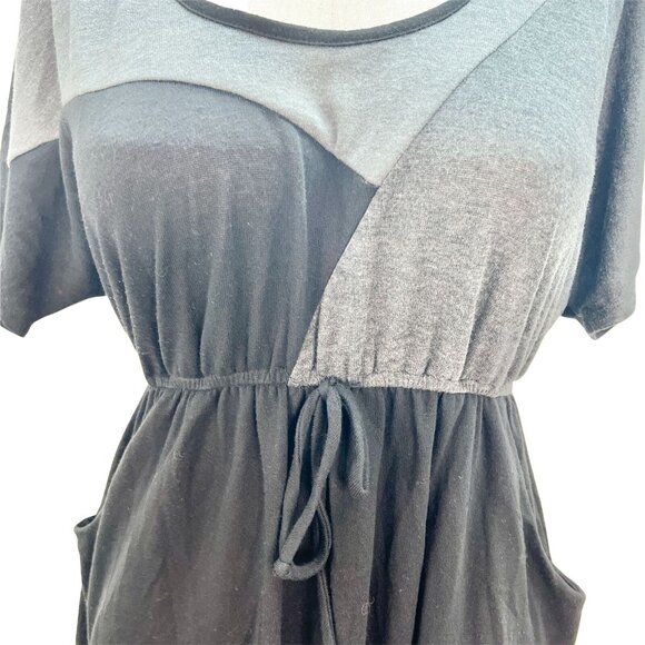 Delirious Womens 2X Black Gray Colorblock Dress Drawstring Waist and Pockets - Picture 2 of 8